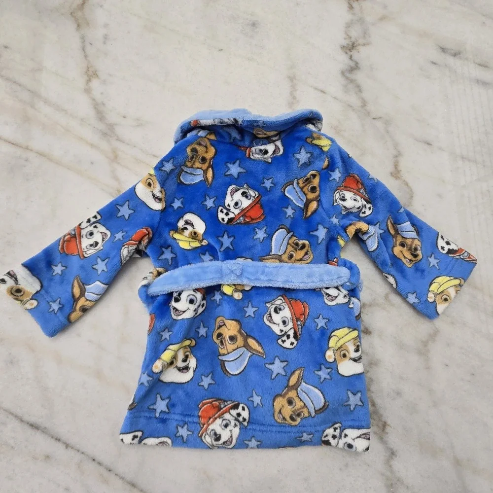 Nickelodeon Paw Patrol Cozy Fleece Bath Robe‎ Boys 2T Chase Marshall Rubble